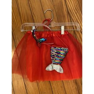 GIRLS‎ TUTU SZ 2 To 5  SET RED WITH MERMAID PURSE AND MERMAID HEADBAND Christmas